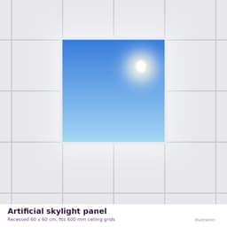 لوح منور صناعي YuerSky مقاس 60 × 60 سم - إضاءة LED غائرة تحاكي السماء الزرقاء والشمس — صورة مصغّرة